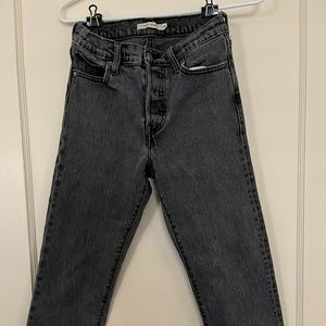 Levi's Womens Button Fly Wedgie Straight Denim Light Gray Jeans_Size 26